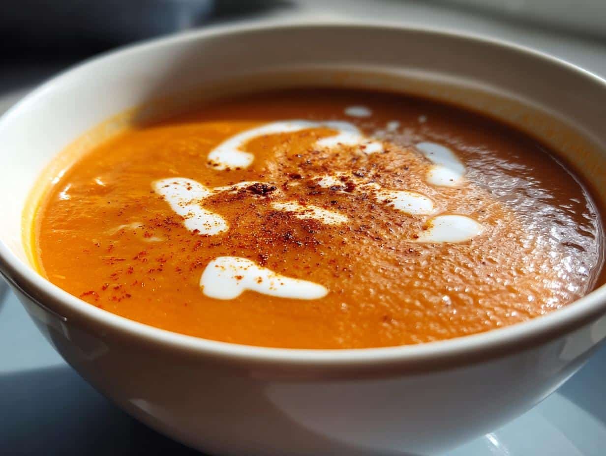 Creamy Roasted Red Pepper Tomato Soup in Just 4 Steps