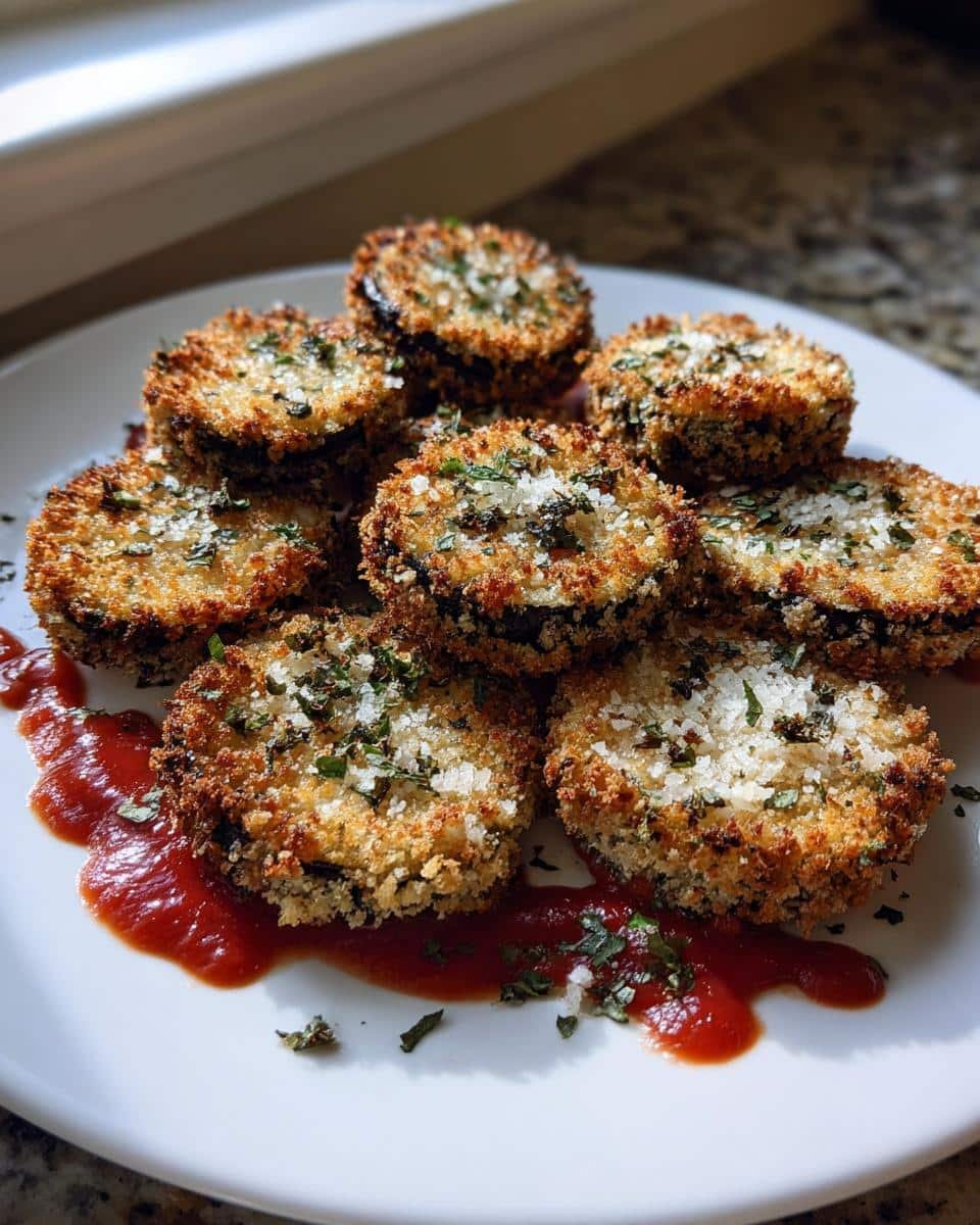Air fryer crispy eggplant rounds with parmesan - detail 1