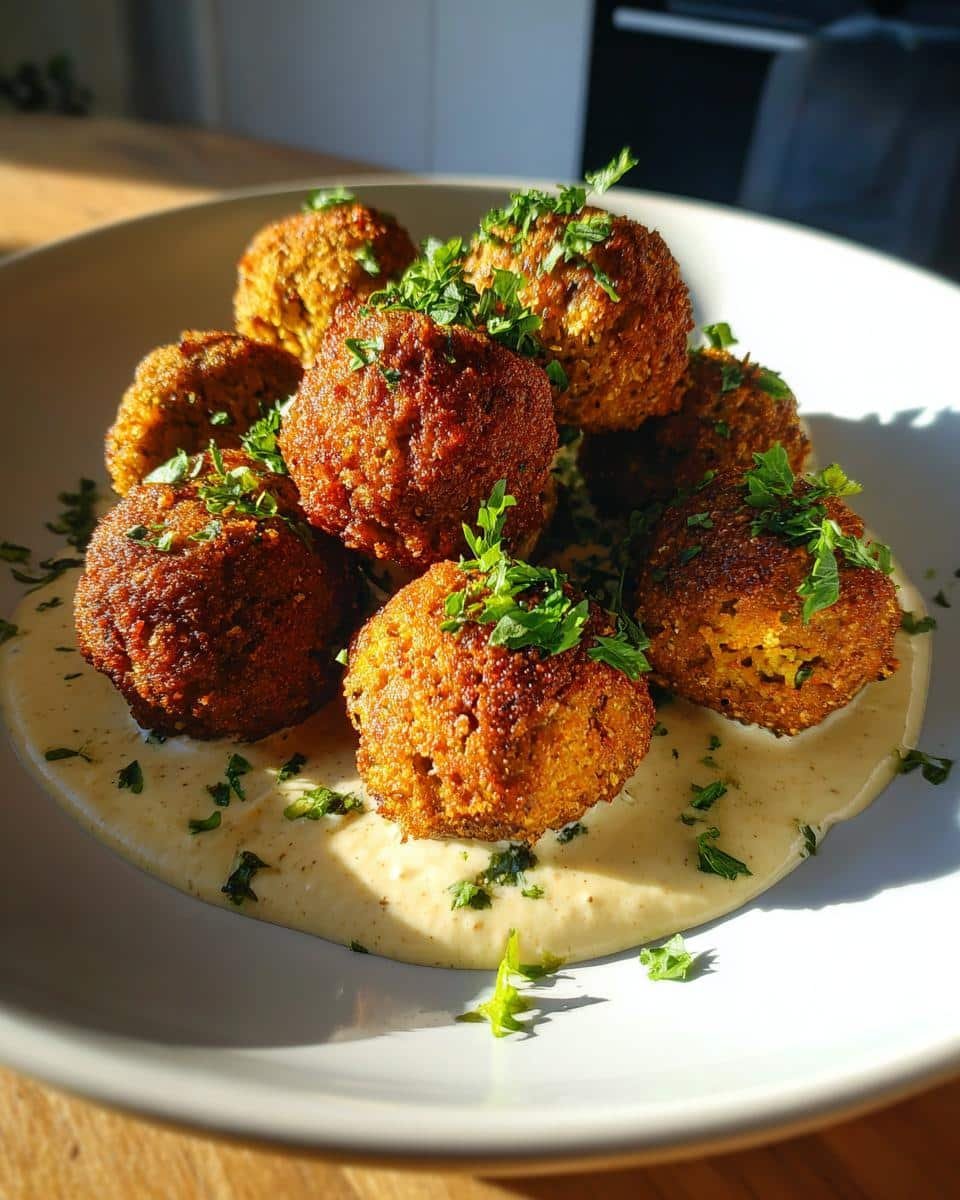 Air fryer falafel with tahini sauce - detail 1