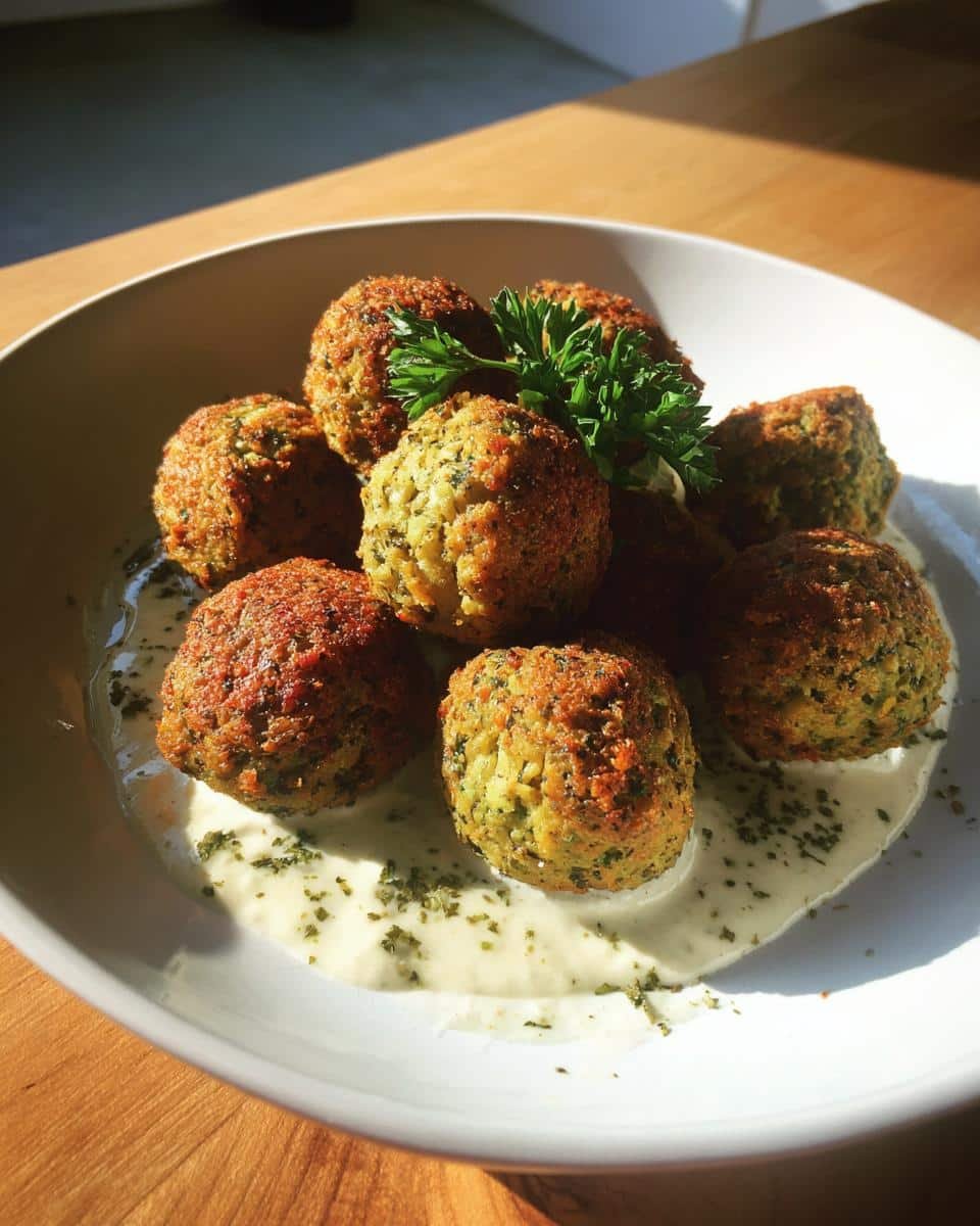 Air fryer falafel with tahini sauce - detail 2