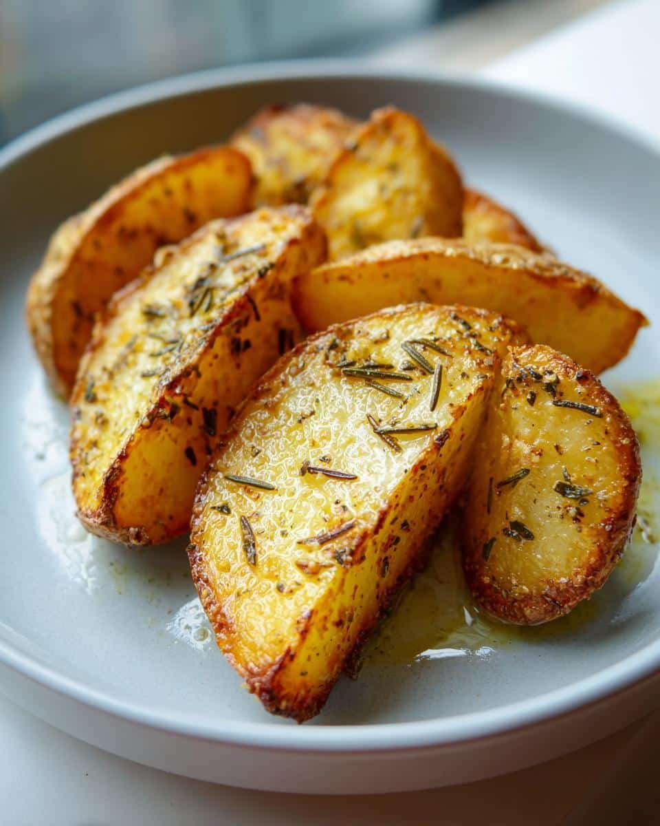 Air fryer garlic herb potato wedges - detail 1