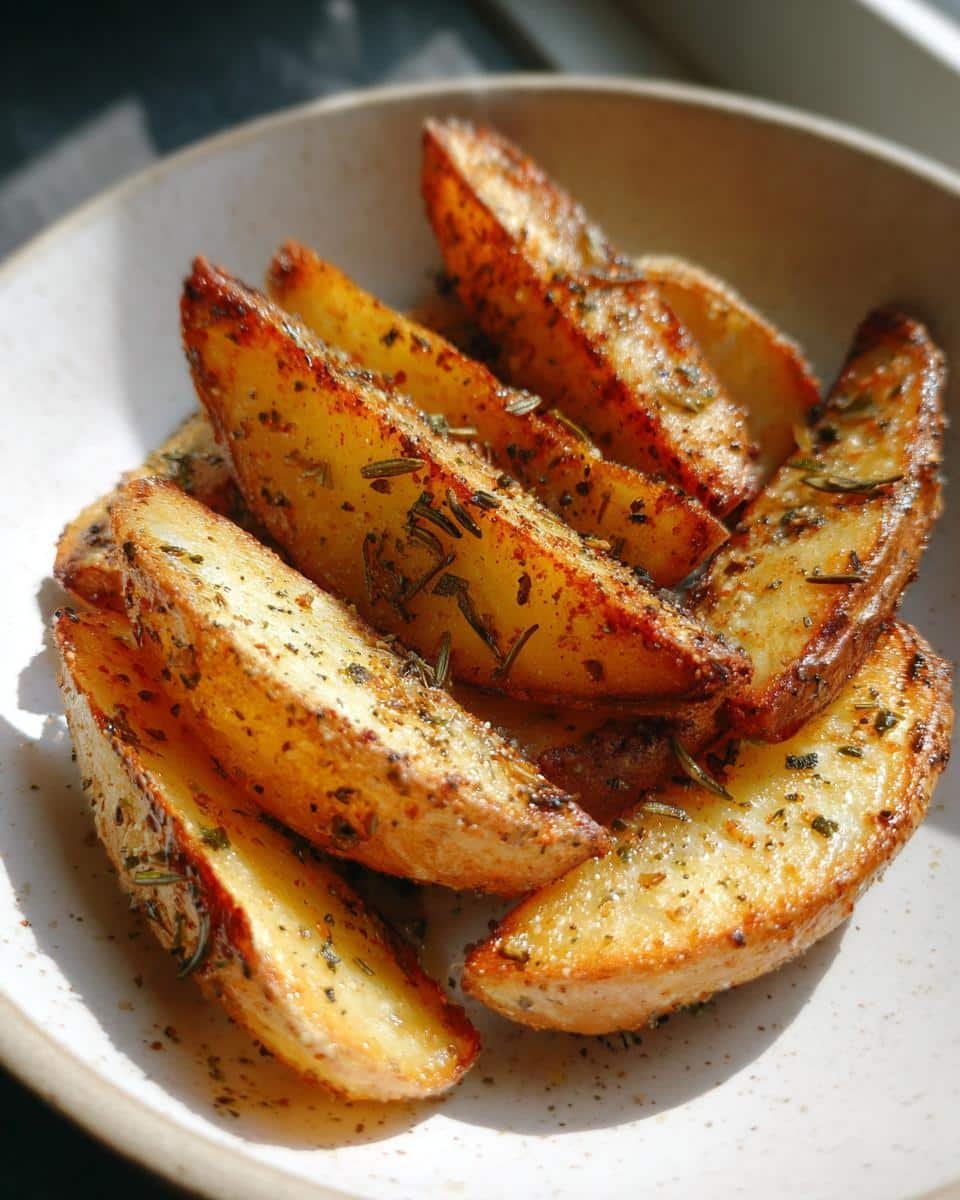 Air fryer garlic herb potato wedges - detail 2