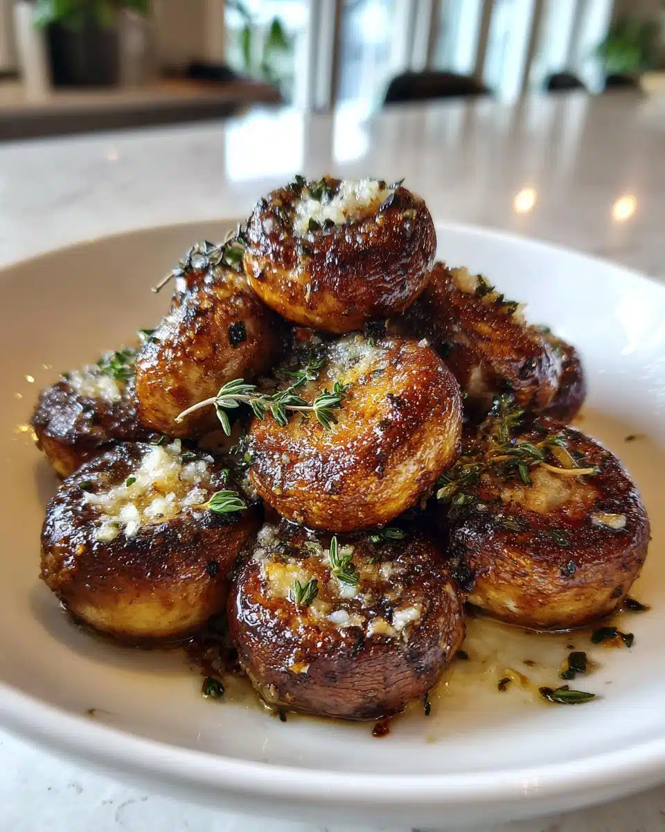 Air fryer garlic mushrooms with thyme - detail 1