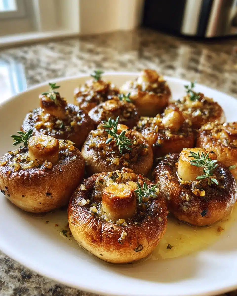 Air fryer garlic mushrooms with thyme - detail 2