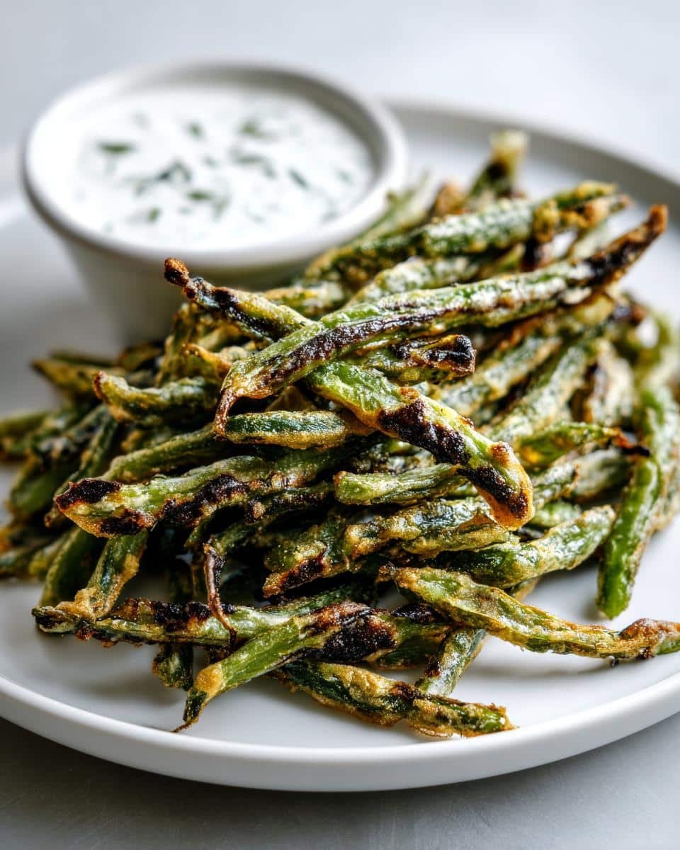 Air fryer green bean fries with ranch yogurt - detail 1
