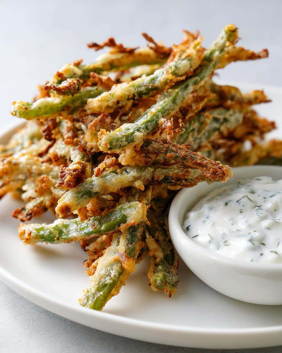 Air fryer green bean fries with ranch yogurt - detail 2