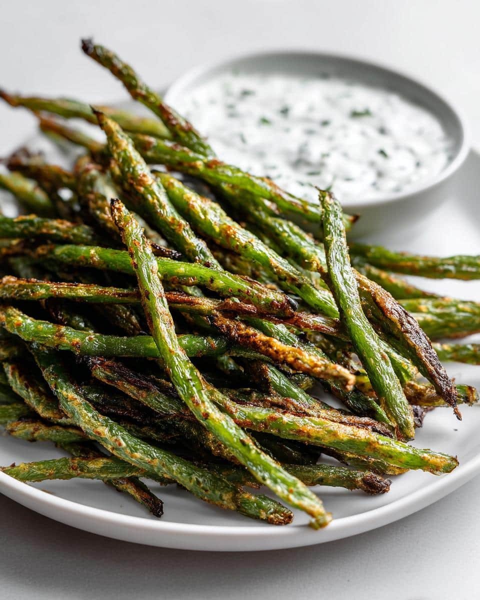 15-Minute Air Fryer Green Bean Fries with Ranch Yogurt – Irresistible!