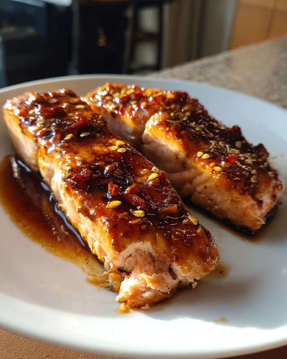 Air fryer salmon with honey-soy glaze - detail 1