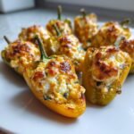 Air fryer stuffed mini peppers with feta
