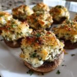 Air fryer stuffed mushrooms with herbed cheese