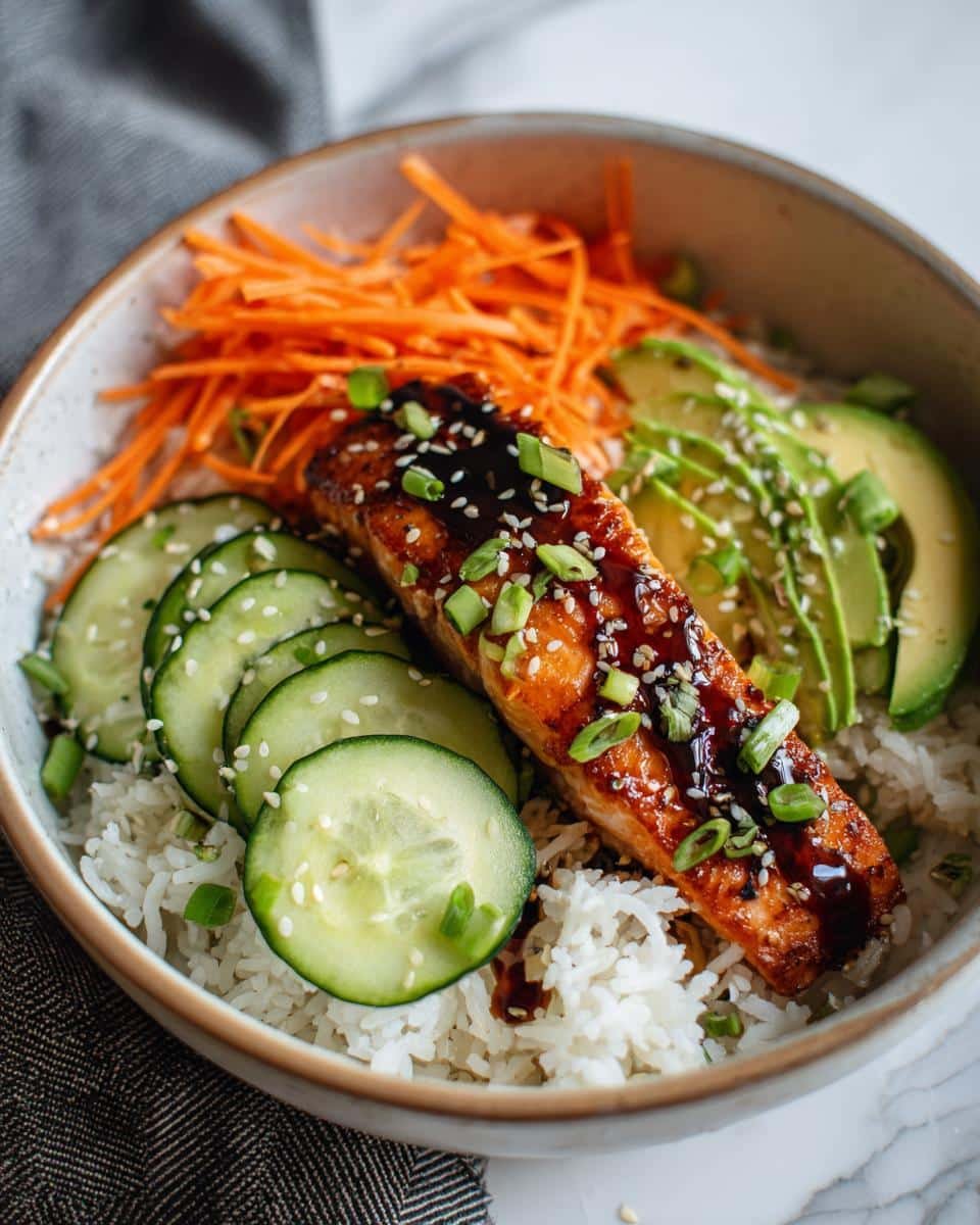Air fryer teriyaki salmon bowls - detail 2