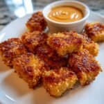 Air fryer tofu nuggets with peanut sauce