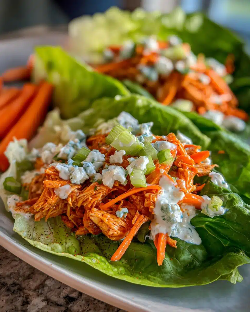 Buffalo chicken lettuce wraps