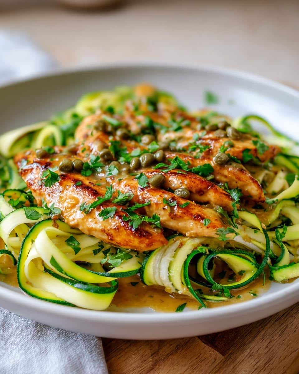 Amazing 30-Minute Chicken Piccata Over Zucchini Ribbons Recipe