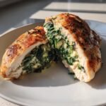 Creamed spinach stuffed chicken breasts