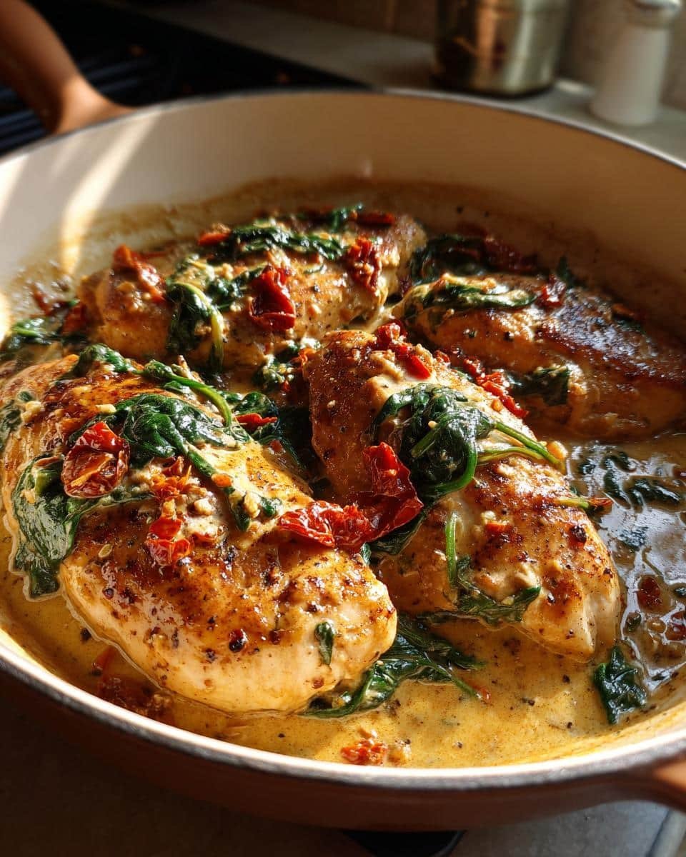 Creamy Tuscan chicken with spinach - detail 1