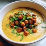 Curried cauliflower soup with crispy chickpeas