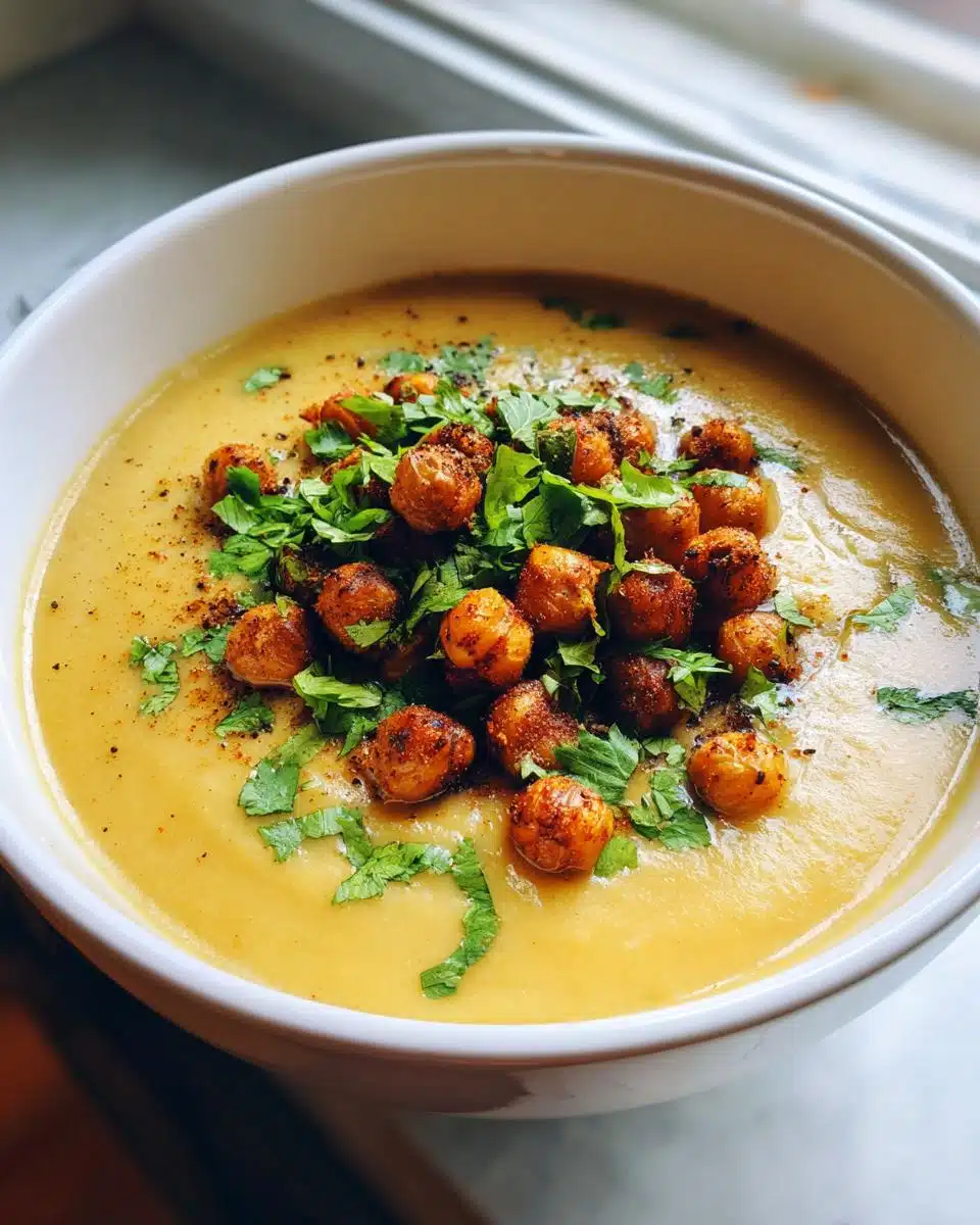 Creamy Curried Cauliflower Soup with Crispy Chickpeas in 40 Minutes
