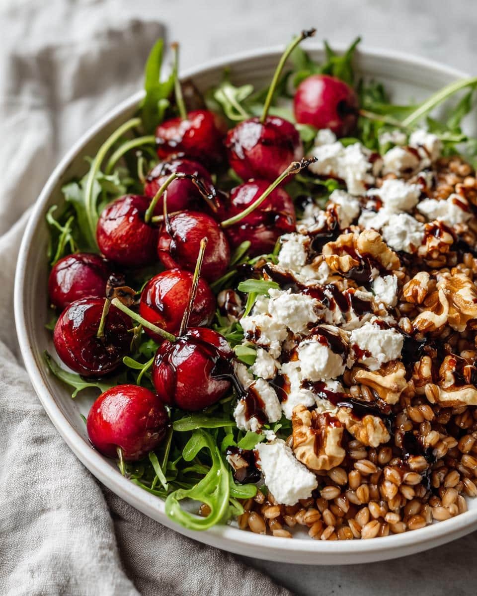 Farro arugula and roasted grape salad - detail 1