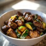 Garlic butter steak bites with zucchini