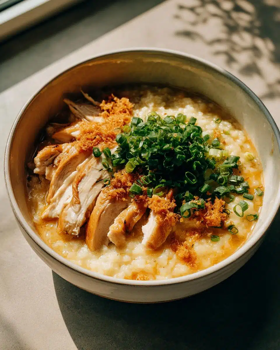 Ginger garlic chicken congee