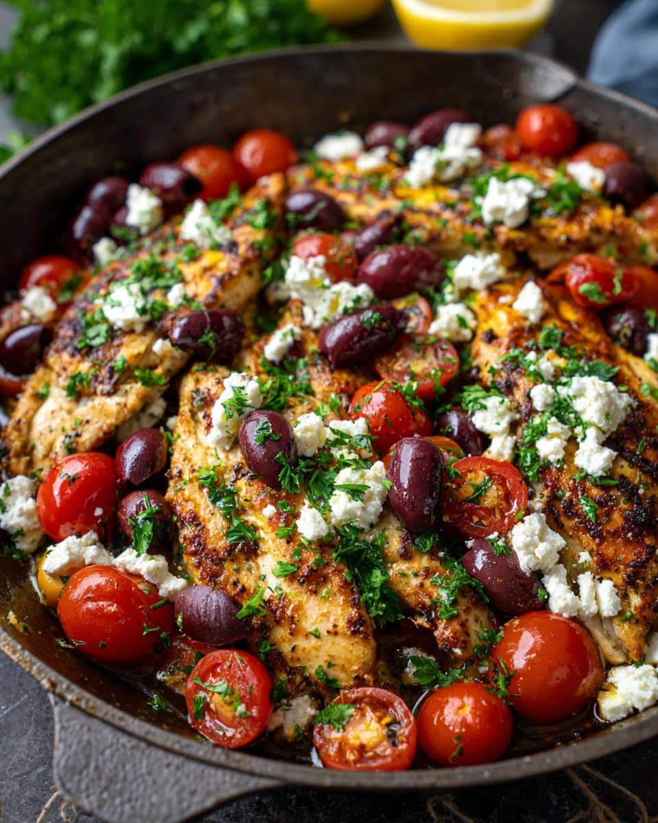25-Minute Greek Chicken Skillet with Feta and Olives – Irresistible!