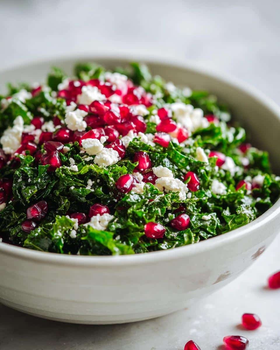 Kale pomegranate and feta salad - detail 1
