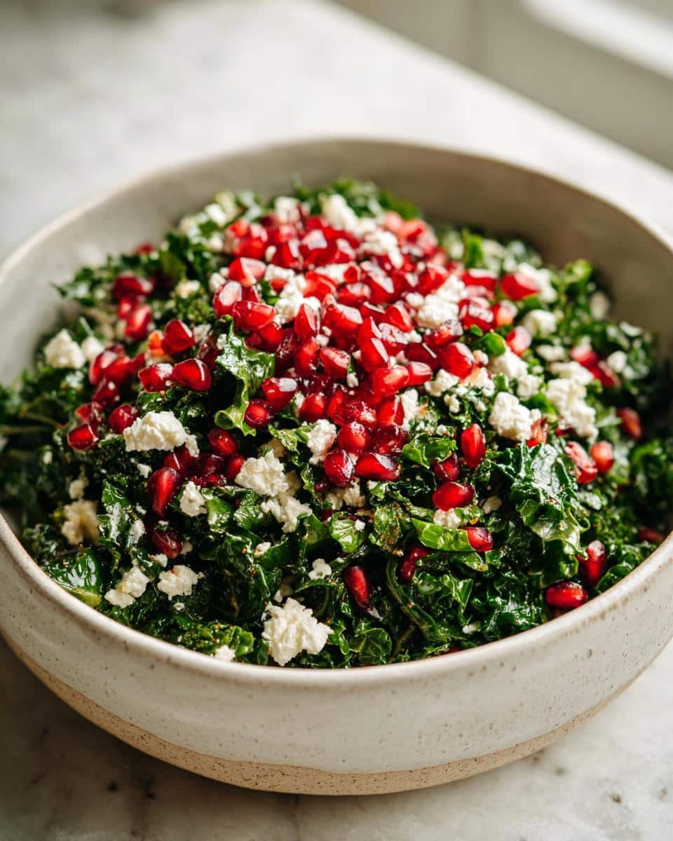 Kale pomegranate and feta salad - detail 2