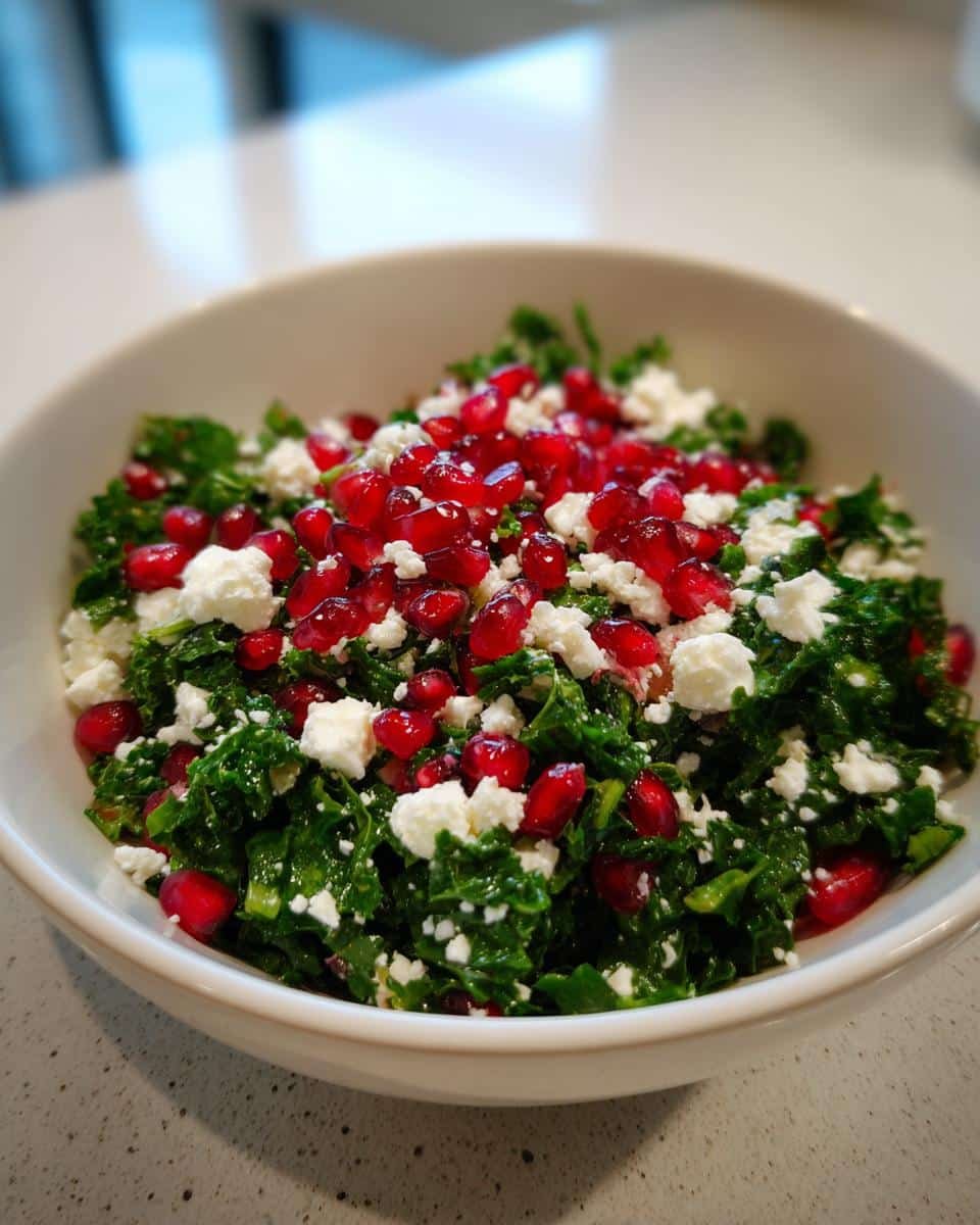 10-Minute Kale Pomegranate and Feta Salad That Wows Everyone