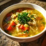 Lemon chicken orzo soup