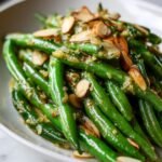 Lemon-garlic green beans almondine
