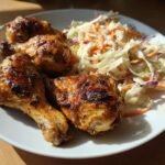 Lemon herb chicken drumsticks with slaw