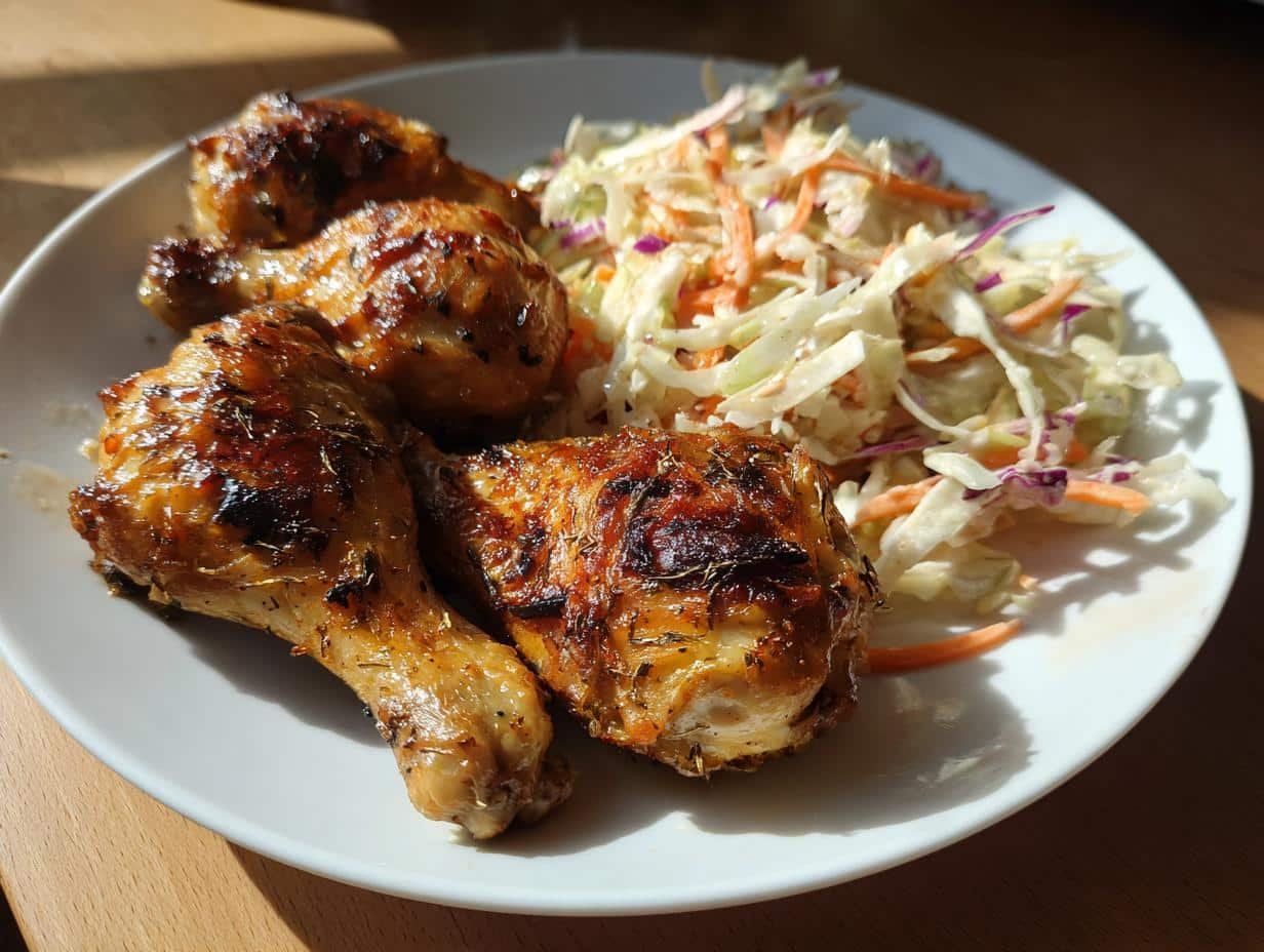 Juicy Lemon Herb Chicken Drumsticks with Slaw in 45 Minutes