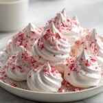 Meringue kisses with crushed candy canes