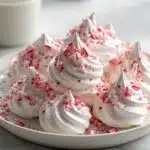 Meringue kisses with crushed candy canes