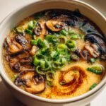 Miso mushroom soup with scallions