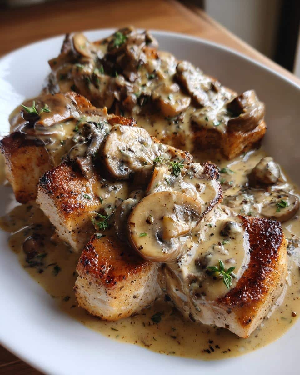 Pork chops with creamy mushroom pan sauce - detail 1