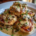 Pork chops with creamy mushroom pan sauce