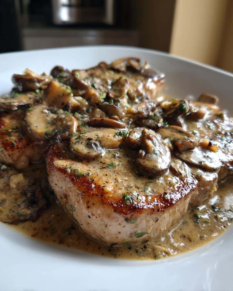 Pork chops with creamy mushroom pan sauce - detail 2