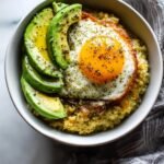 Savory oatmeal with egg and avocado