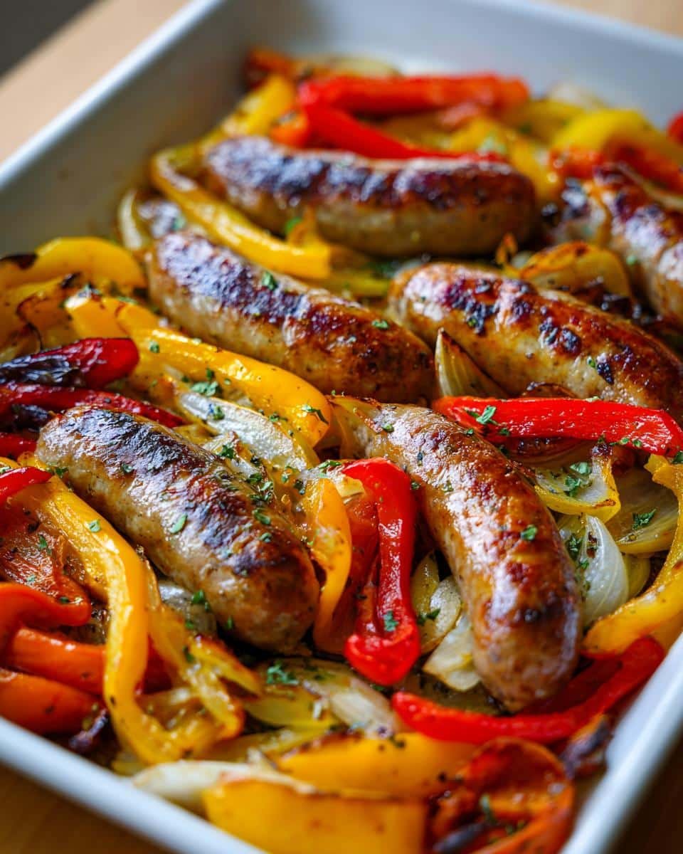 Sheet-pan sausage with peppers and onions - detail 2