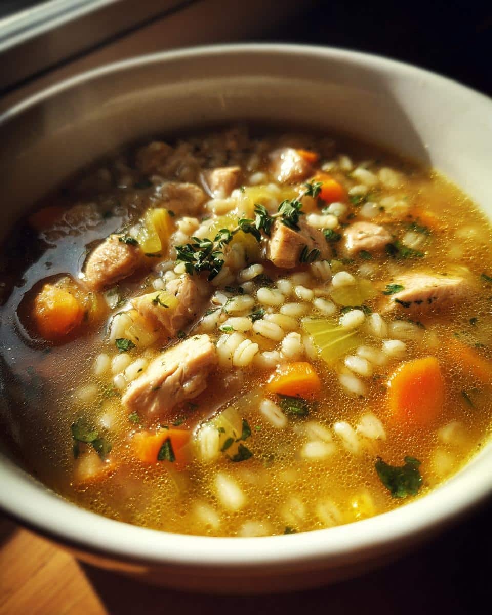 Hearty Turkey Barley Soup with Herbs Feeds 6 Comfortably