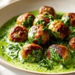 Turkey meatballs in creamy pesto sauce