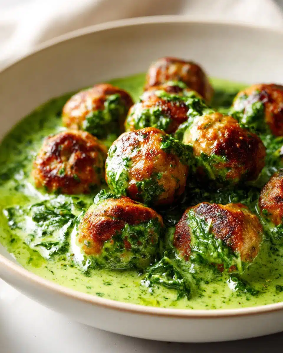 Turkey meatballs in creamy pesto sauce
