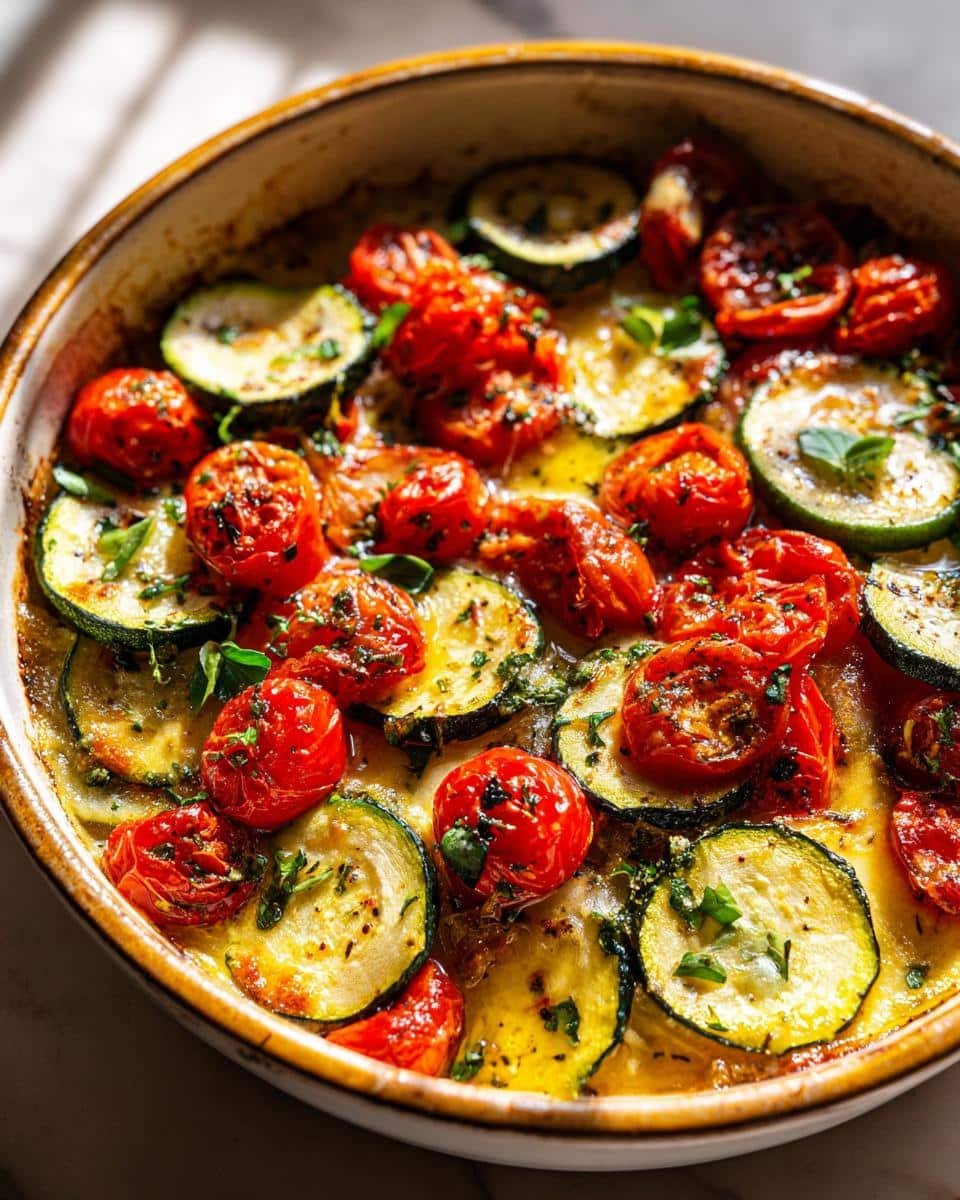 Zucchini and cherry tomato bake with basil - detail 1