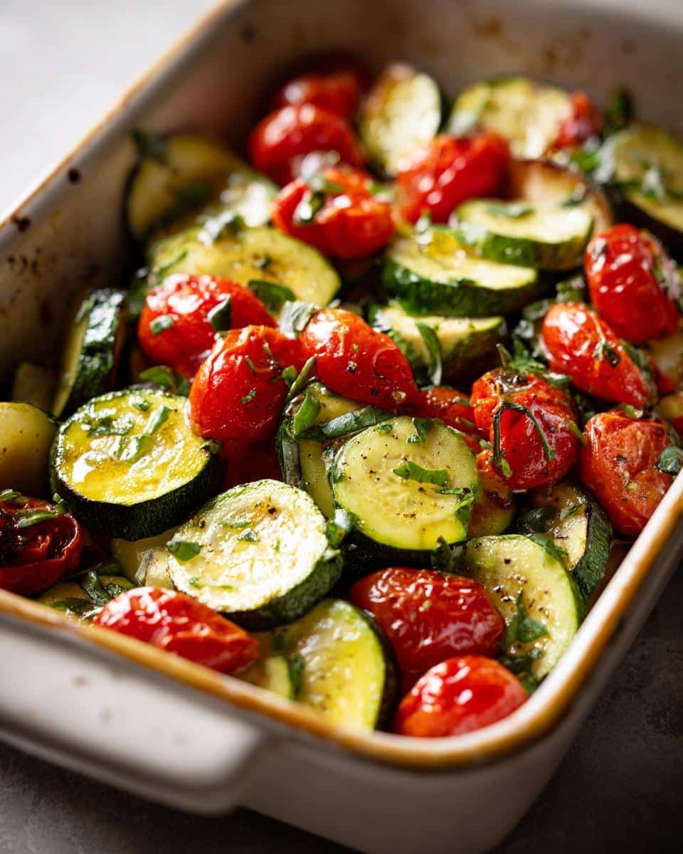Zucchini and cherry tomato bake with basil - detail 2