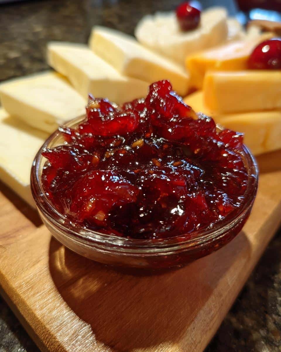 Apple cranberry chutney holiday cheese board - detail 1