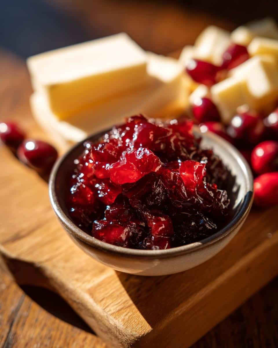 Apple cranberry chutney holiday cheese board - detail 2