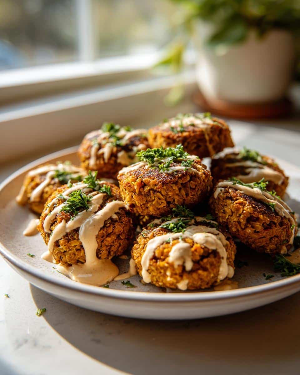 Baked falafel with tahini sauce - detail 2