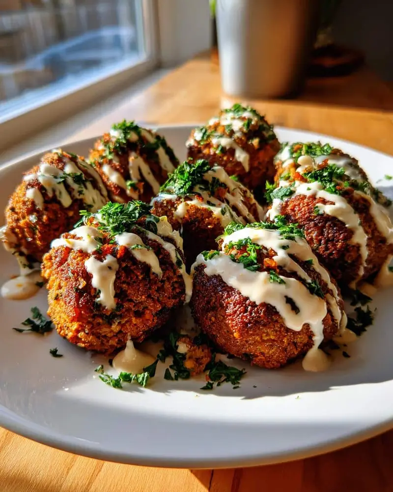 Crispy Baked Falafel with Tahini Sauce in Just 20 Minutes
